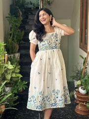 Beautiful Mul Cotton With Elegant Embroidery Work Gown