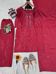 Beautiful Festive Special Chinon Silk Thread With Sequence Work Suit