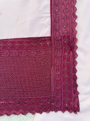 Elegant Natural Crep Thread Sequence Work Suit