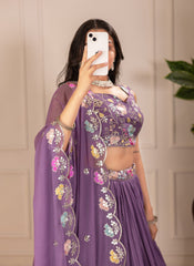 Beautiful Star Georgette Plain With Crease Work Lehenga Choli