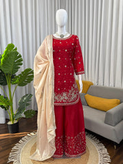 Elegant Ethnic Gym Silk Thread & Sequence Work With Pearl Work Suit