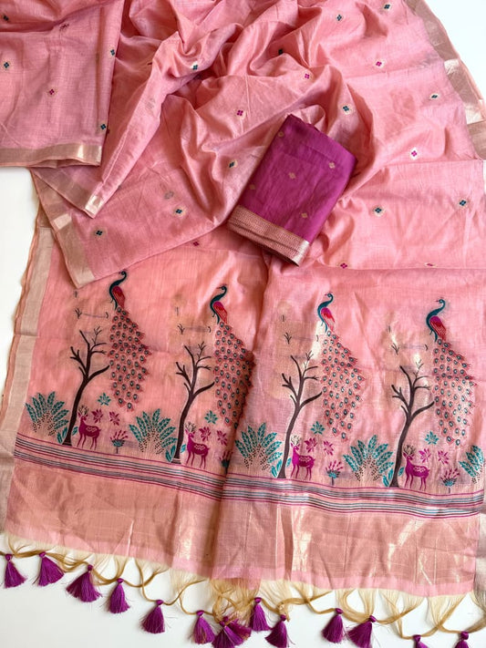 Beautiful Chanderi Silk With Small Butti Weaving Saree