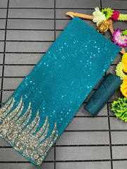 Bollywood Block-buster Georgette Sequence & Embroidery Work Saree