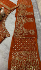 Beautiful Party-wear Butterfly Net Embroidery & Sequins Work Lehenga Choli
