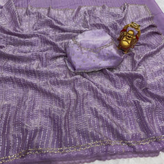 Party-wear Fendy Satin Bead & Handwork With Zarkhan Border Saree
