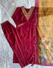 Beautiful Roman Silk Embroidery With Sequence Work Dress