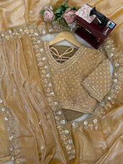 Trending Designer Cherry Red Fendy Silk Beads Thread & Sequence Work Saree