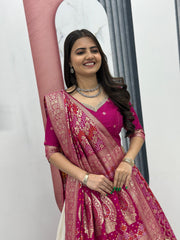 Traditional Wedding Special Jacquard Silk Lehenga Saree