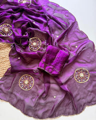 Magic Soft Fendy Silk With Khatli Handwork Butta Designer Saree