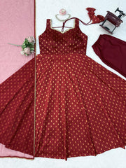 Festive Special Chanderi Jacquard Butti Designer Anarkali Gown