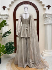 Beautiful Designer Tabby Silk Work Sarara Set