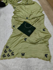 Elegance Chinon Silk With Beautiful Butterfly Butta Khatli Work Saree