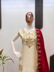 Beautiful Designer Chinon Silk Sequence Embroidery Work Dress
