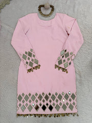 Party-wear French Crepe Embroidery Thread With Real Mirror Work Sharara