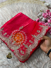 Festival Trending Space Silk Bandhej & Lehriya Printed Saree