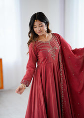 Festival Special Roman Shimmer Chanderi Silk Anarkali Gown
