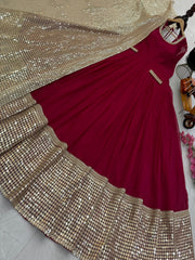 Party-wear Georgette Embroidery Sequence Work Long Gown