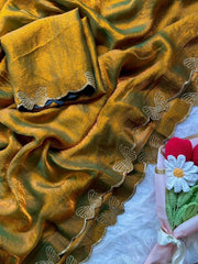 Trending Butterfly Border Rich Space Silk Saree