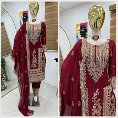 Partywere Chionon Silk Sequence Embroidery Work Salwar Suit