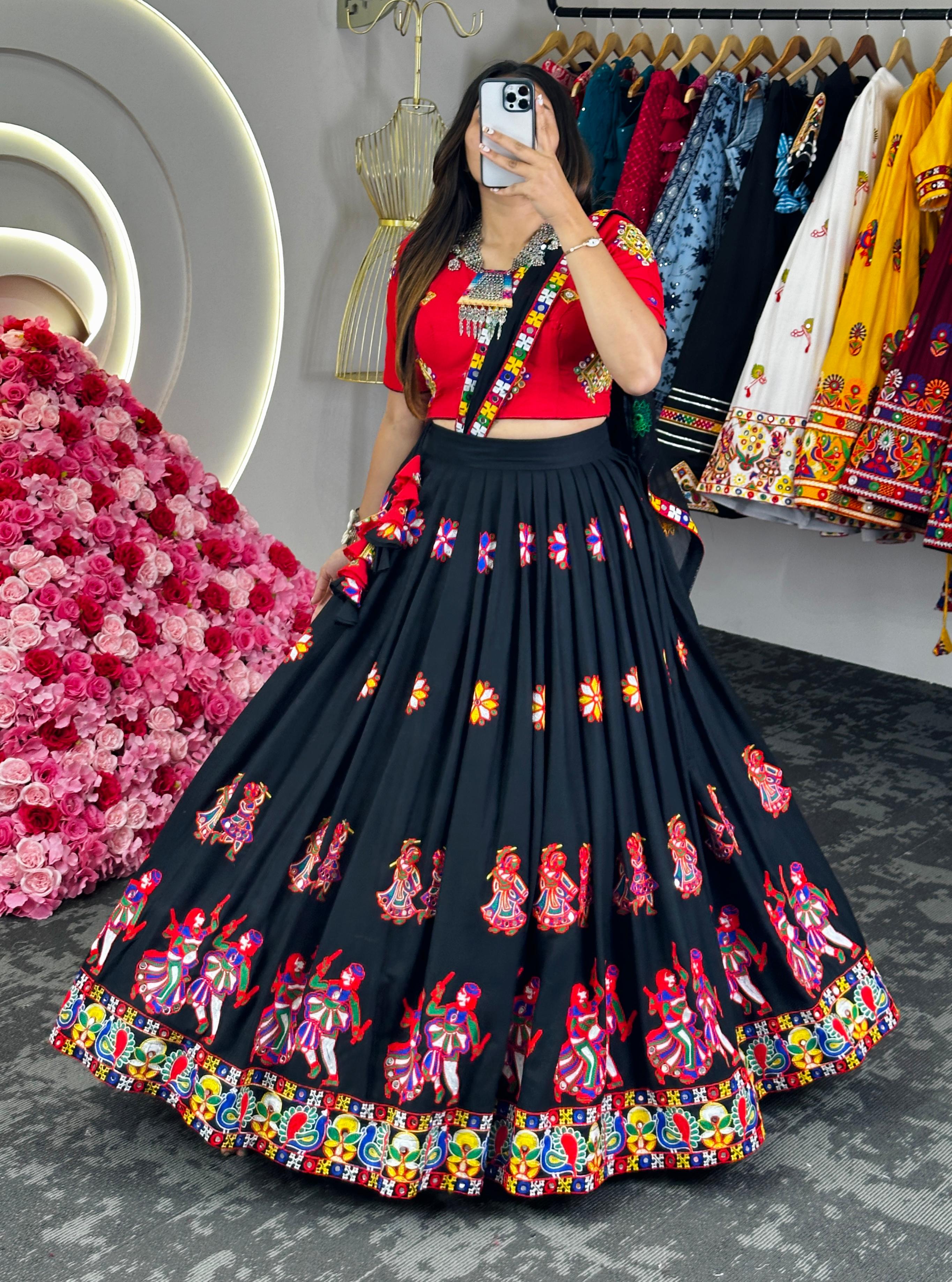 Navratri Special Real Mirror Work Lehenga Choli Dharm Fashion Villa