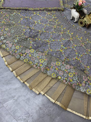 Beautiful Party-wear Butterfly Net Embroidery Sequence Work Lehenga Choli