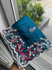 Beautiful Space Silk Embroidery With Cutwork Border Saree