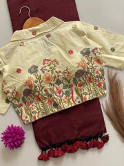 Beautiful Khadi Cotton Saree With Stitched Embroidery Work Blouse