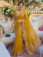 Party-wear Georgette Embroidery Cutwork Designer Saree