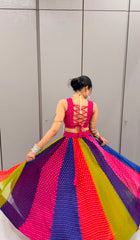 Navratri Special Georgette Cotton Handwork & Real Mirror Work Lehenga With Stitched blouse