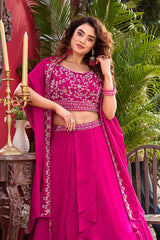Wedding Special Vichitra Silk Lehenga Choli With Shrug