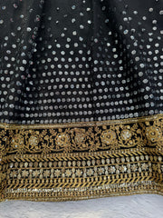 Attractive black Color Soft Butterfly Net Work Gown