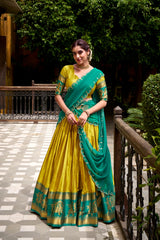 Traditional Poly Cotton Zari Weaving Work Lehenga Choli