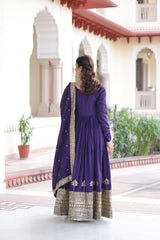 Beautiful Vichitra Silk With Rich Sequins Embroidered Work Gown