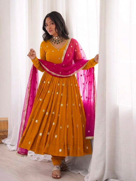 Party-wear Georgette With Embroidery Work Gown