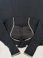 Effortless Charming Georgette Black Handwork Gown