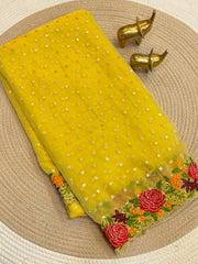 Beautiful Tissue Silk Butti Silk Embroidery Work Saree