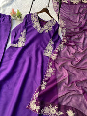 Beautiful Roman Silk Embroidery Work Dress