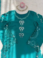 Beautiful Designer Natural Crepe Thread Work Suit