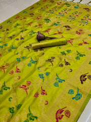 Beautiful Pure Heavy Silk Weaving Minakari Work Pallu Saree