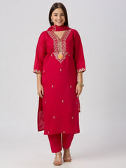 Beautiful Pink Vatican Silk With Embroidery & Sequence Work Dress