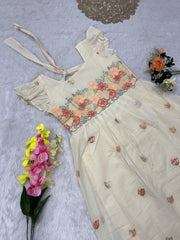 Beautiful Mul Cotton With Elegant Embroidery Work Gown