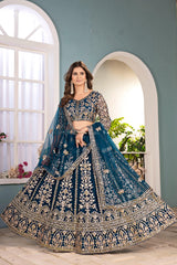 Trending Net Embroidery Sequence Coding Designer Work Lehenga Choli