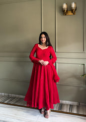 Beautiful Soft Georgette Luckhnowi Sequence Thread Work Anarkali Suit