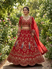 Wedding Special Red Colour Sequence Embroidery Work Lehenga Choli