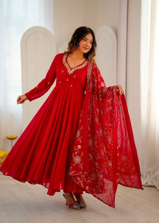 Beautiful Designer Embroidery Sequence Real Mirror Work Gown