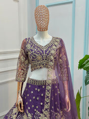 Party-wear Butterfly Net Sequins & Codding Embroidery Work Lehenga Choli