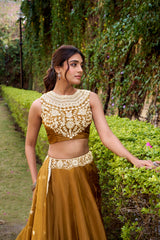 Classic Chanda Silk Plain With Sequins & Thread Embroidery Work Belt Lehenga Choli