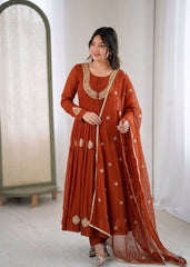 Festive Special Blooming Georgette Coding Work Gown