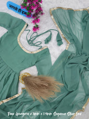 Beautiful Jannat Jubair Inspired Gold & Silver Cham Cham Sequence Anarkali Set
