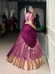 Traditional Dupion Silk Zari Weaving Work Lehenga Choli